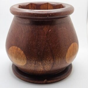 Vintage Wood Bowl Handcrafted Folk Art Rustic Decor